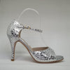 Talla '4.5' Tacon '8.5cm' Modelo 'Lovely' Piel Plateada con animal print