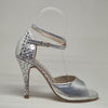 Talla '2' Tacon '8.5cm' Modelo 'Lovely' Piel Plateada con animal print