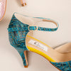 Talla '5' Tacon '7cm' Modelo 'Basic' Piel turquesa textura y amarillo