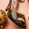 Talla '6.5' Tacon '8.5cm' Modelo 'Basic' Piel Dorado con negro