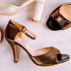 Talla '6.5' Tacon '8.5cm' Modelo 'Basic' Piel Dorado con negro